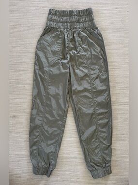 Free People Movement The Way Home olive green lightweight nylon joggers women XS